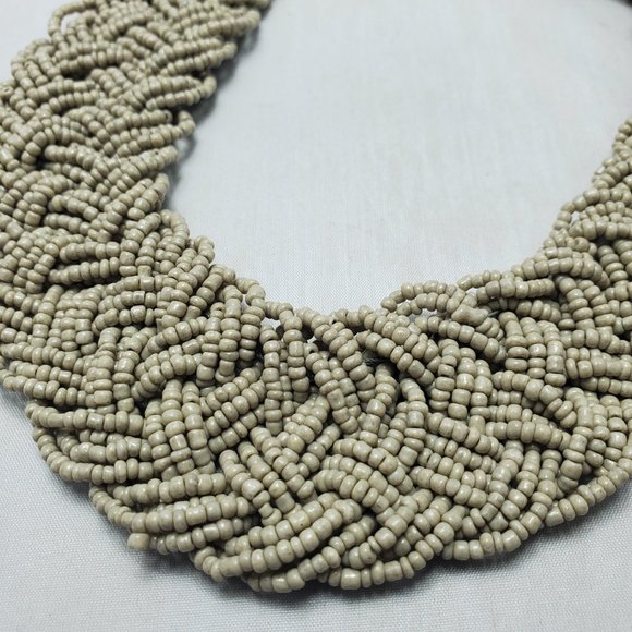 Signature GRAY braided seed bead Bohemian choker necklace - Picture 3 of 3